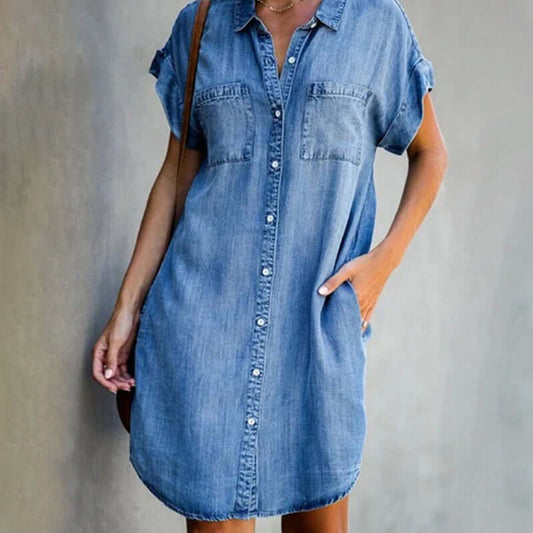 Bianca | Elegant Denim Dress With Belly Coverage