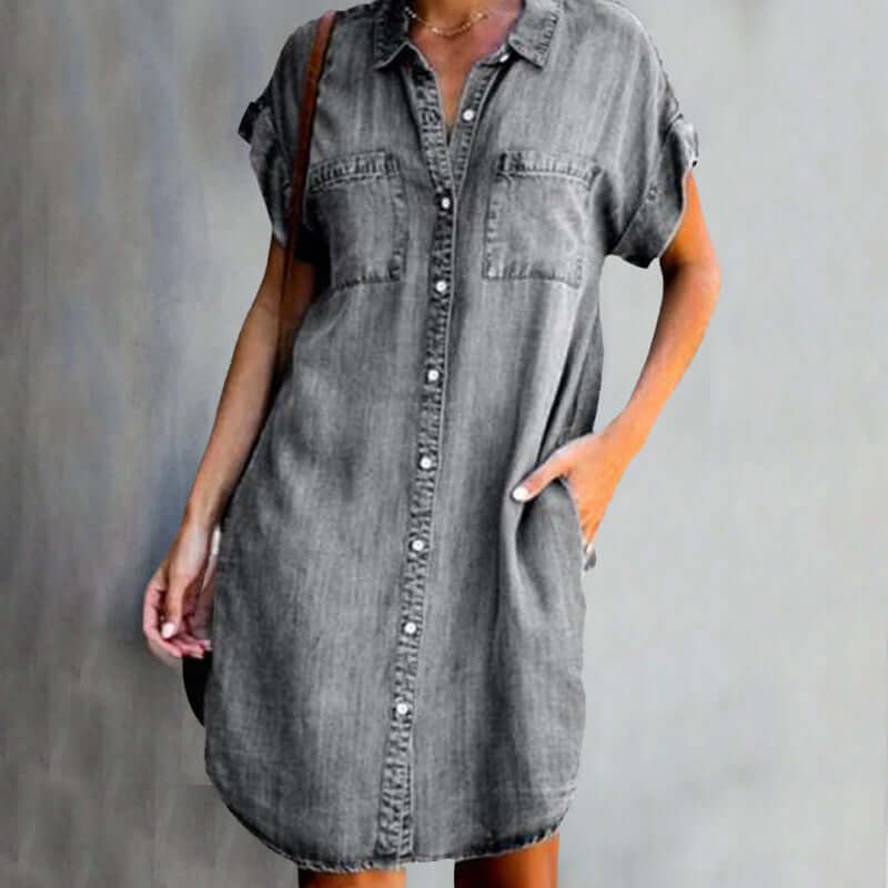 Bianca | Elegant Denim Dress With Belly Coverage