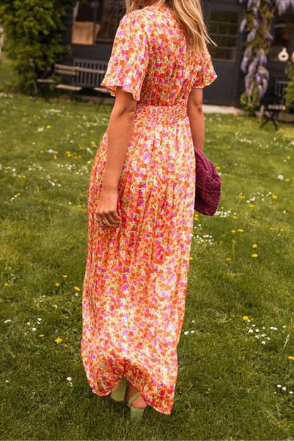 Floral Maxi dress with V-neck