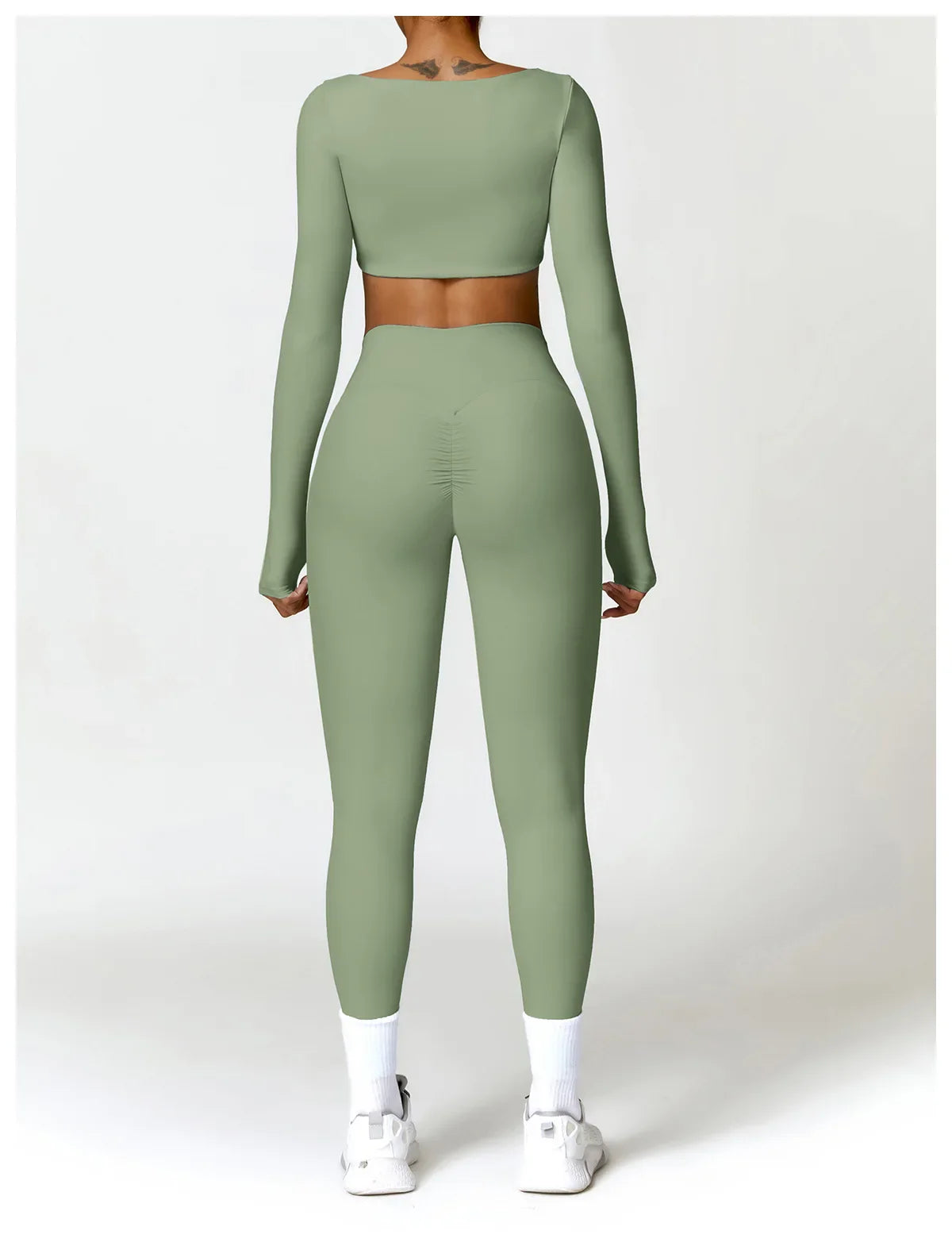 Stylish Activewear Set with Long-Sleeve Crop Top