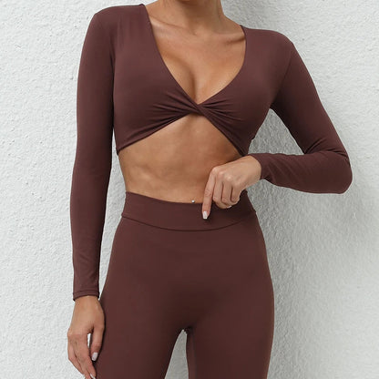 Twist Front Long Sleeve Crop Top