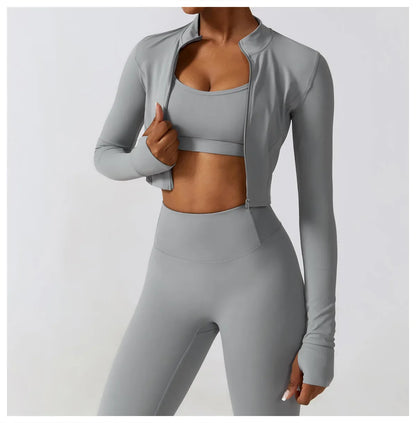 High-Performance Cropped Zip-Up Top