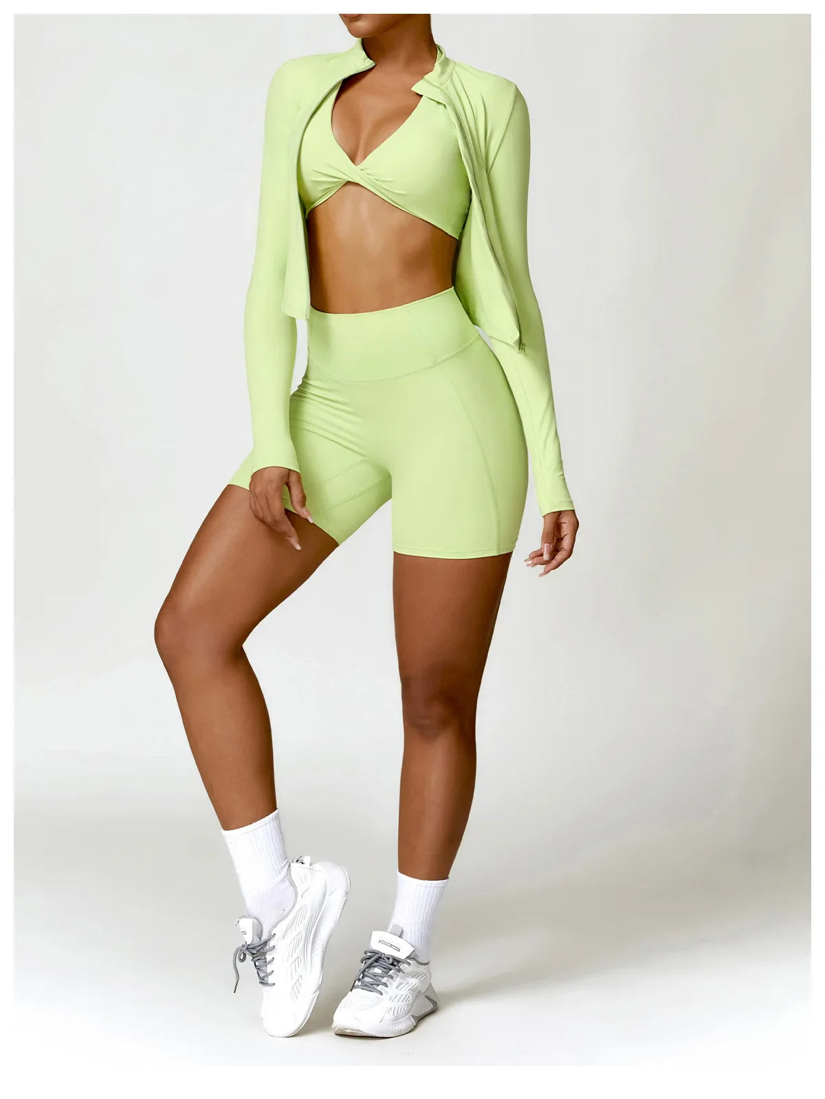 Long Sleeve Zip-Up Crop Top Set