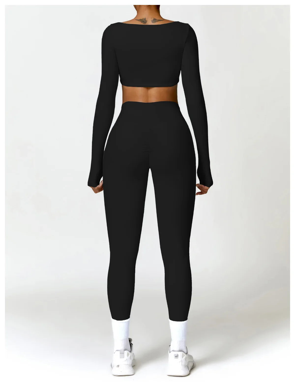 Stylish Activewear Set with Long-Sleeve Crop Top