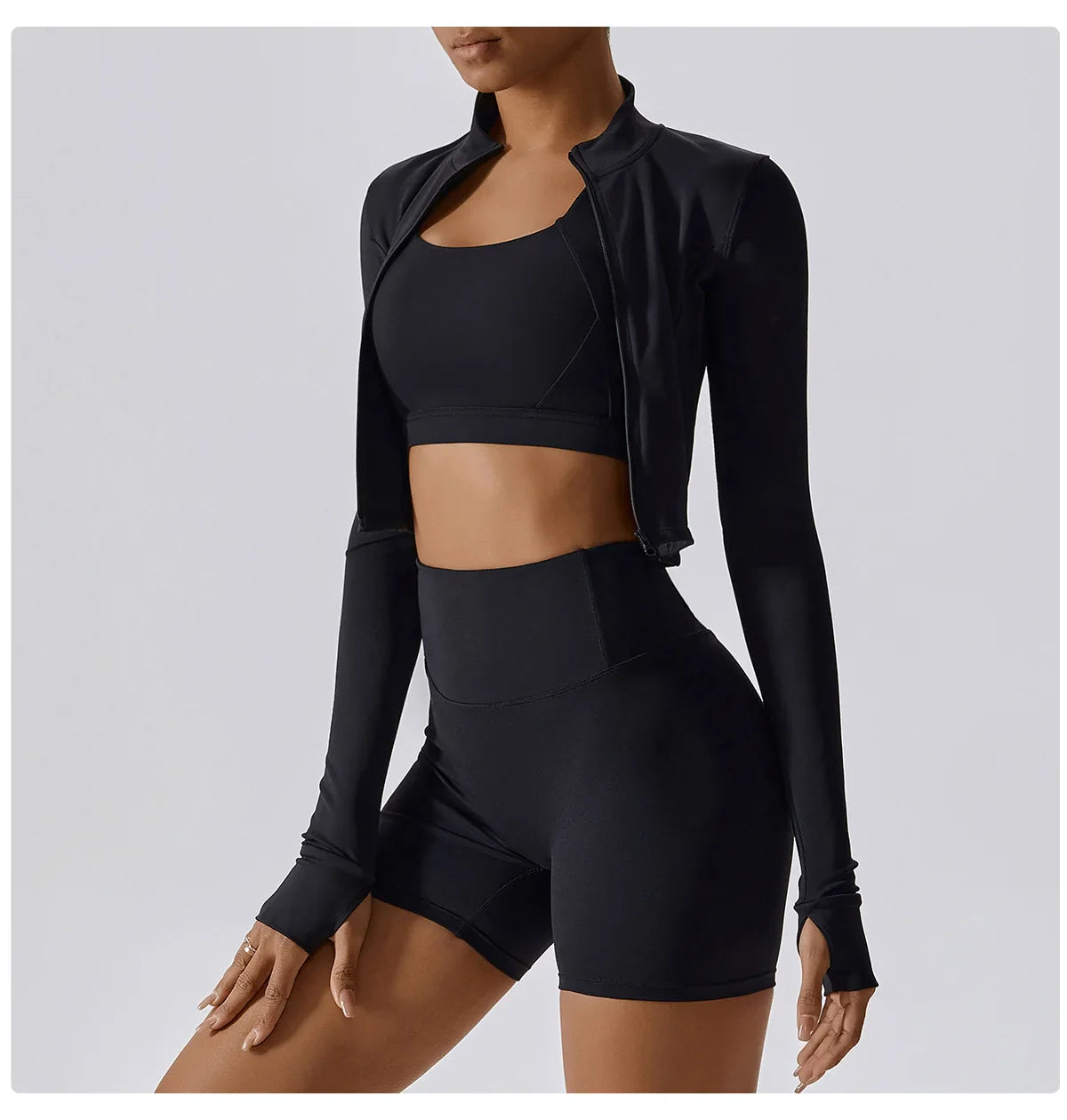 High-Performance Cropped Zip-Up Top