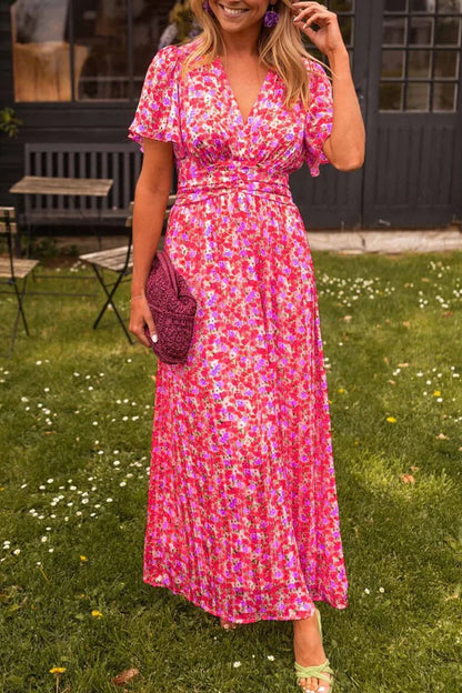 Floral Maxi dress with V-neck